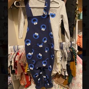 H&M Cookie Monster Overalls 1.5/2Y NWT 2T